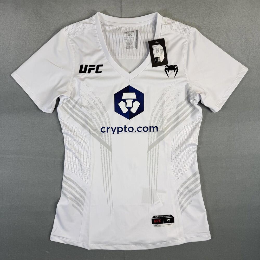 UFC Venum Walkout Jersey Shirt Womens XS White Fight Night Crypto Fighter Issued